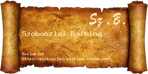 Szoboszlai Balbina névjegykártya
